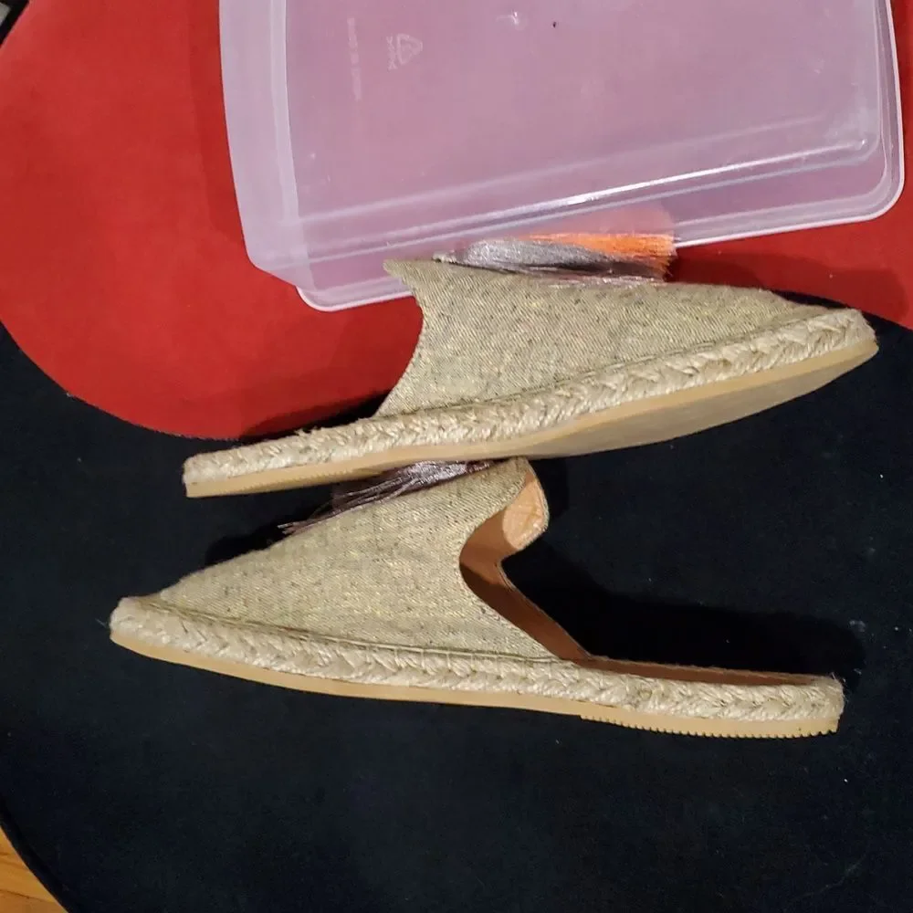 Silvia Cobos Sunrise Mules Espadrille Flats With Tassles Size 8.5